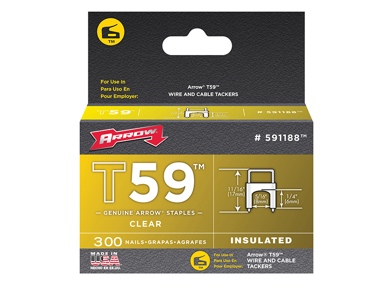 Arrow T59 Insulated Staples Clear 6 x 8mm (Box 300) ARR591188