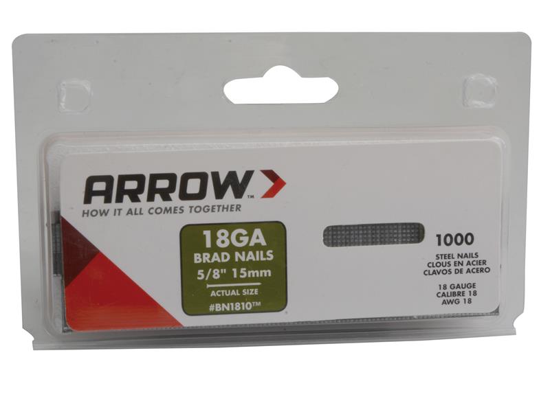 Arrow BN1810 Brad Nails 15mm (Pack 1000) ARRBN1810