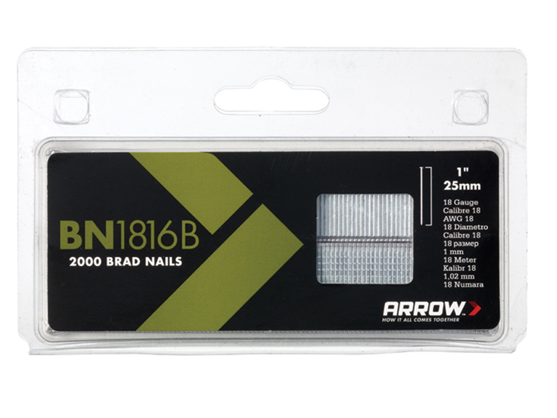 Arrow BN1816B Brad Nails 25mm Brown Head (Pack 2000) ARRBN1816B