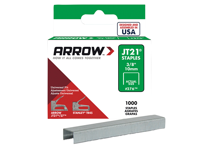 Arrow JT21 T27 Staples 10mm (3/8in) (Box 1000) ARRJT2138S