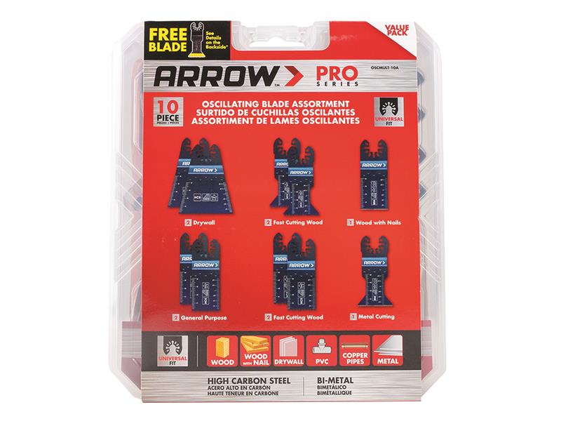 Arrow Oscillating Multi-Tool Blade Assortment Set, 10 Piece ARROSCMULT10