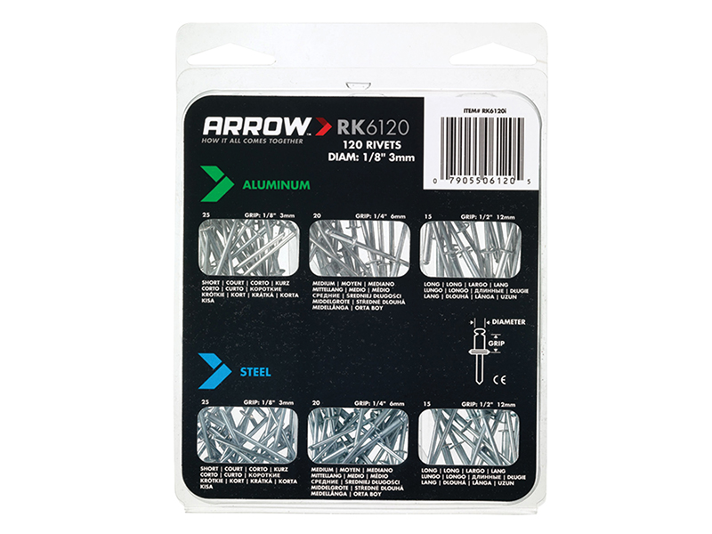 Arrow RK6120 Multi Rivet Pack (120) ARRRK6120