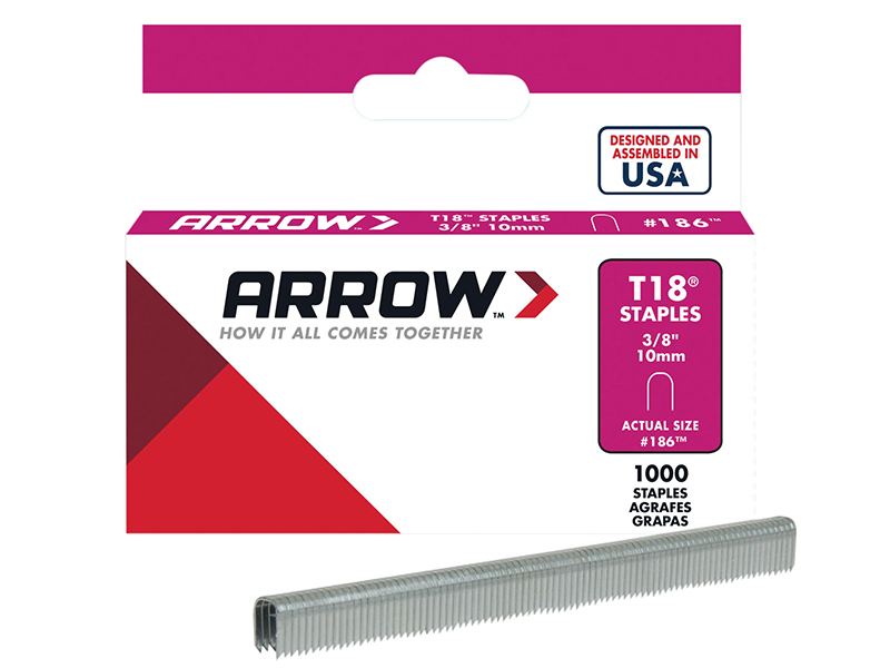 Arrow T18 Staples 10mm (3/8in) (Box 1000) ARRT1838S