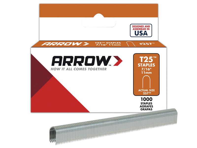 Arrow T25 Staples 11mm (7/16in) (Box 1000) ARRT25716S