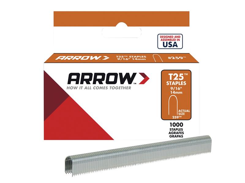 Arrow T25 Staples 14mm (9/16in) (Box 1000) ARRT25916S