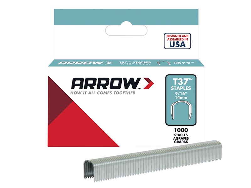 Arrow T37 Staples 12mm (1/2in) (Box 1000) ARRT3712S