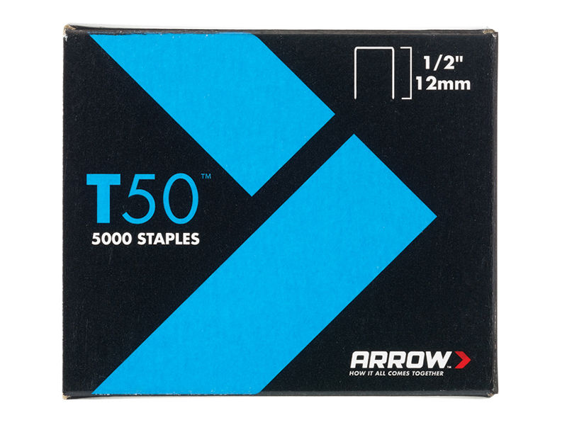 Arrow T50 Staples 12mm (1/2in) (Pack 5000, 4 x 1250) ARRT5012