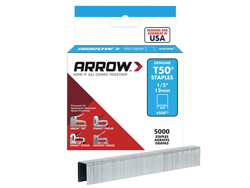 Arrow T50 Staples 12mm (1/2in) (Bulk Pack 5000) ARRT5012IP