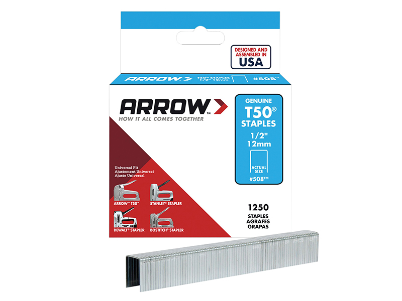 Arrow T50 Staples 12mm (1/2in) (Box 1250) ARRT5012S