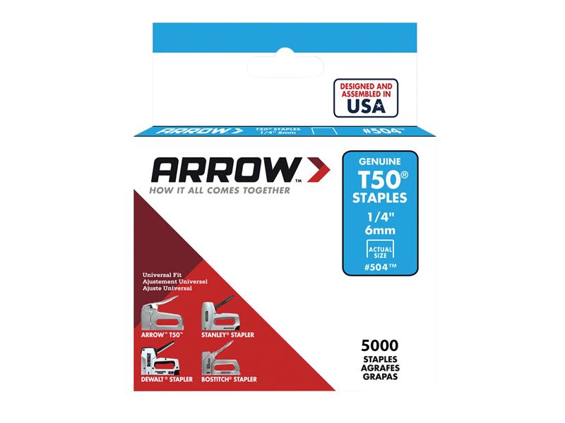 Arrow T50 Staples 6mm (1/4in) (Bulk Pack 5000) ARRT5014IP