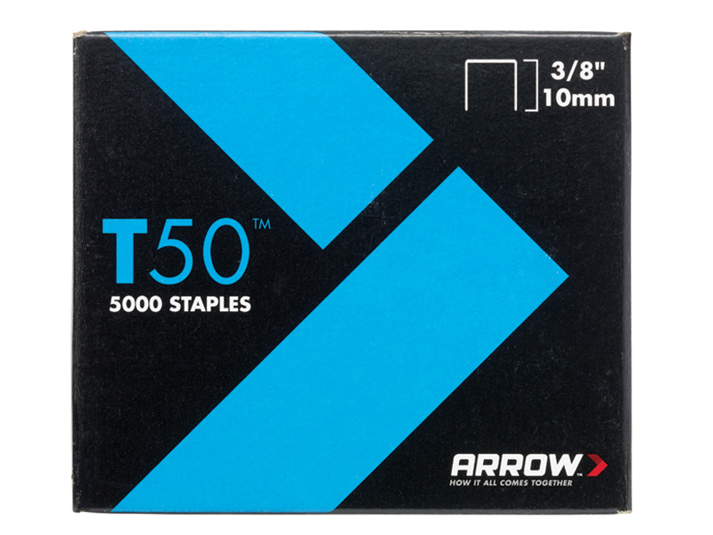 Arrow T50 Staples 10mm (3/8in) (Pack 5000, 4 x 1250) ARRT5038