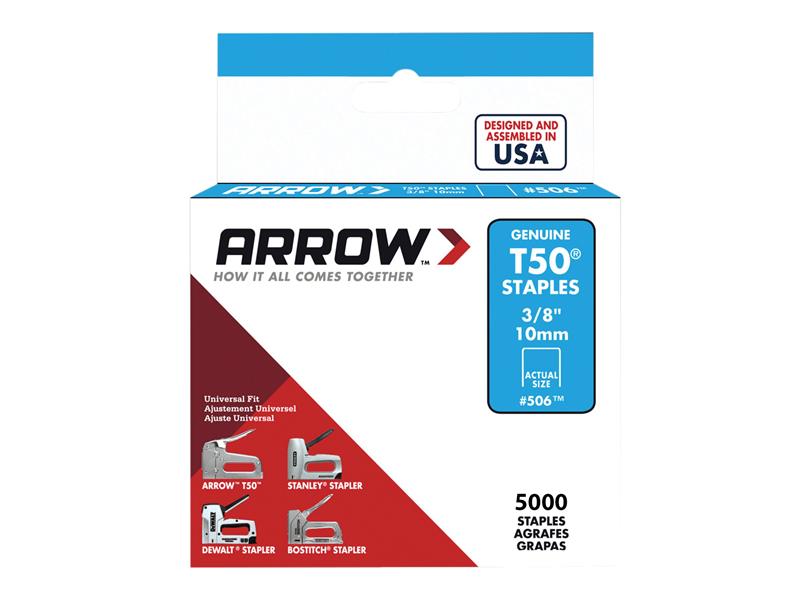 Arrow T50 Staples 10mm (3/8in) (Bulk Pack 5000) ARRT5038IP