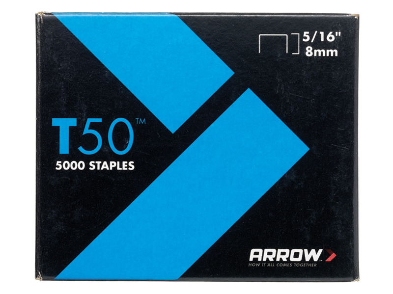 Arrow T50 Staples 8mm (5/16in) (Pack 5000, 4 x 1250) ARRT50516