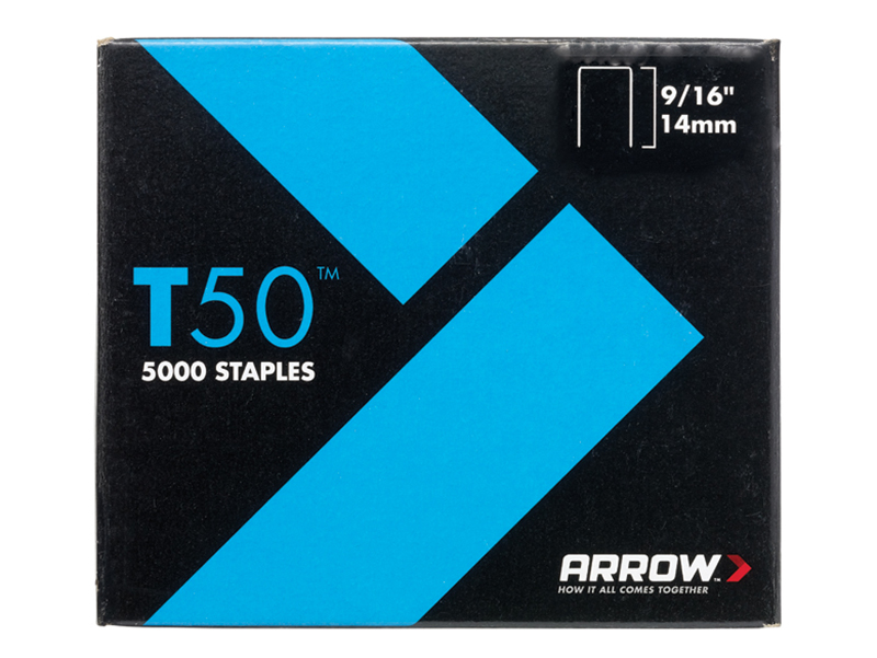 Arrow T50 Staples 14mm (9/16in) (Pack 5000, 4 x 1250) ARRT50916