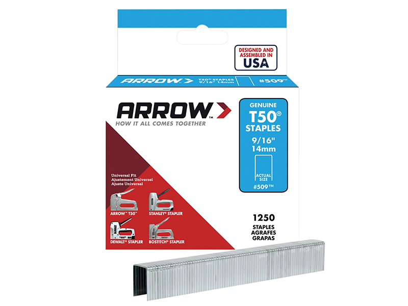 Arrow T50 Staples 14mm (9/16in) Box of 1250