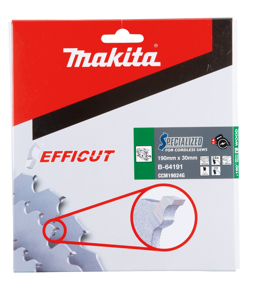 Makita Circular Saw Blade - Efficut - 190mm x 30mm x 24Th - B-64191