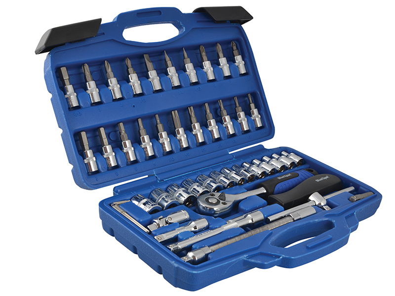 BlueSpot Tools 1/4in Square Drive Socket &amp; Bit Set, 46 Piece B/S01530