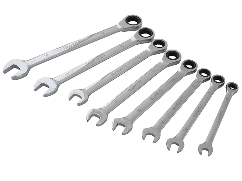 BlueSpot Tools Ratchet Spanner Set, 8 Piece B/S04310