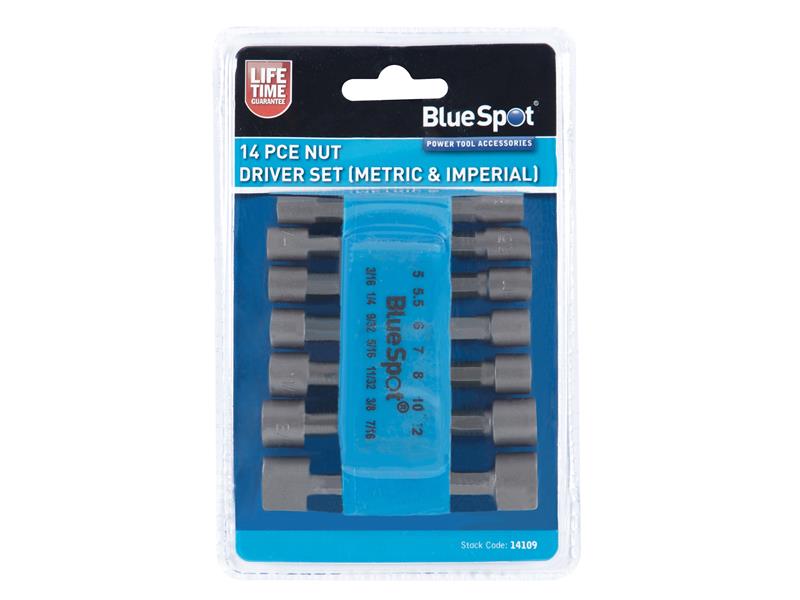 BlueSpot Tools Metric &amp; Imperial Nut Driver Set, 14 Piece B/S14109