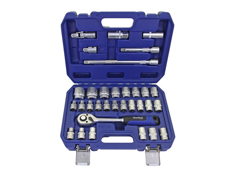 BlueSpot Tools 1/2in Hex &amp; 12 Point Socket Set, 32 Piece B/S1577