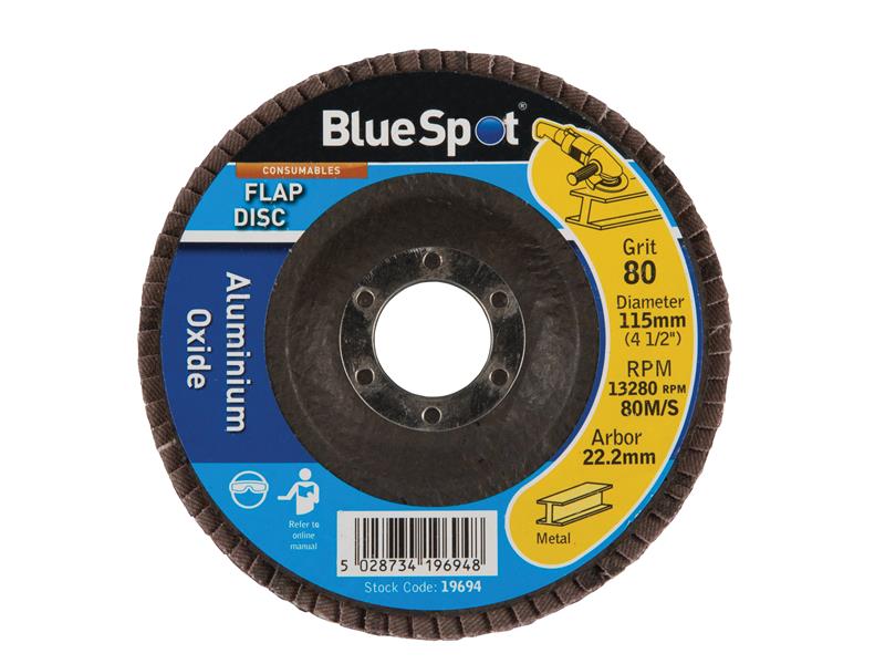 BlueSpot Tools Sanding Flap Disc 115mm 80 Grit B/S19694