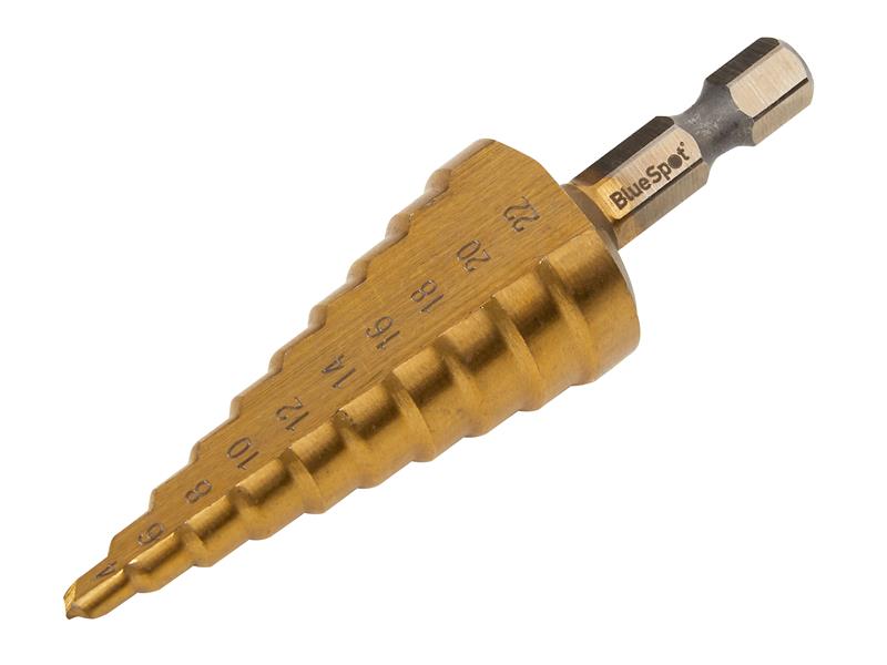 BlueSpot Tools HSS 1/4in Hex Shank Step Drill 4-22mm B/S32052