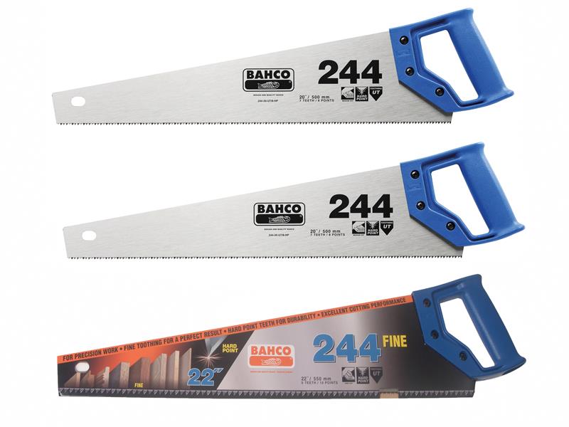 Bahco 2 x 244 Hardpoint Handsaw 550mm (22in) &amp; 1 x 244 Fine Cut Handsaw 550mm (22in) BAH24422FCS