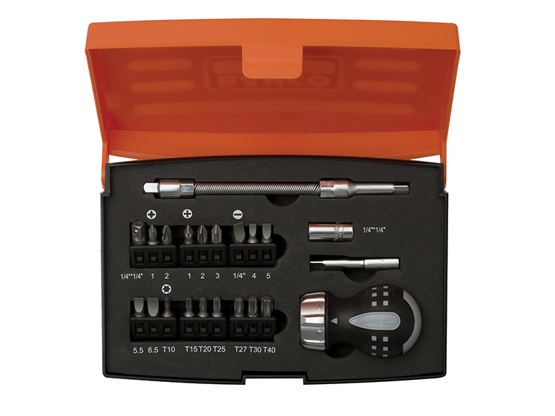 Bahco 808050S-22 Stubby Ratchet Screwdriver Set, 22 Piece BAH808050S22