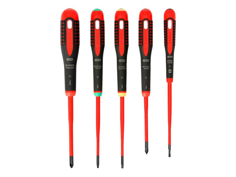 Bahco BE-9871SL ERGO Slim VDE Insulated Screwdriver Set, 5 Piece BAH9871SL