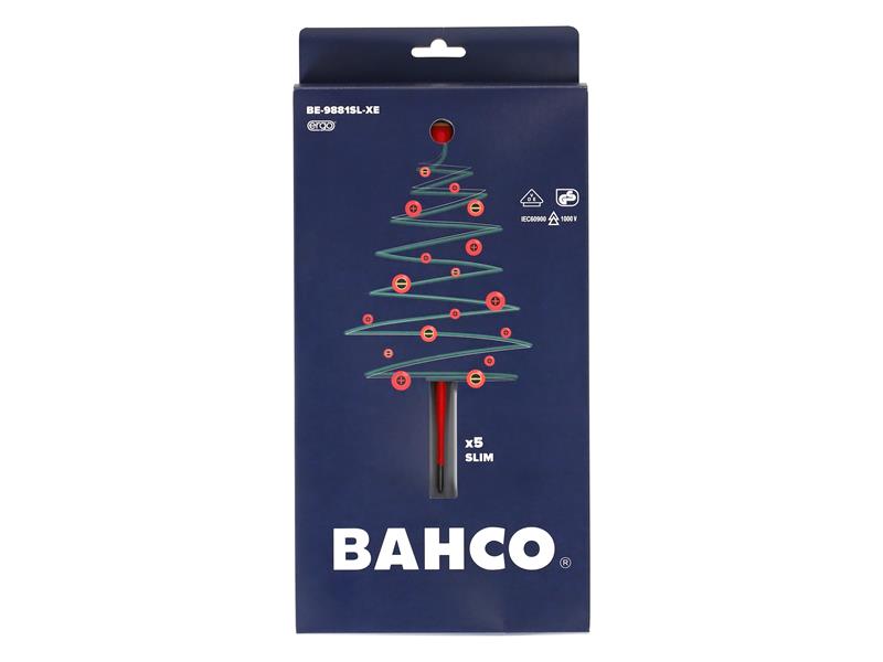 Bahco XMAS BE-9881SL ERGO Slim VDE Insulated Screwdriver Set, 5 Piece BAH9881SLXE