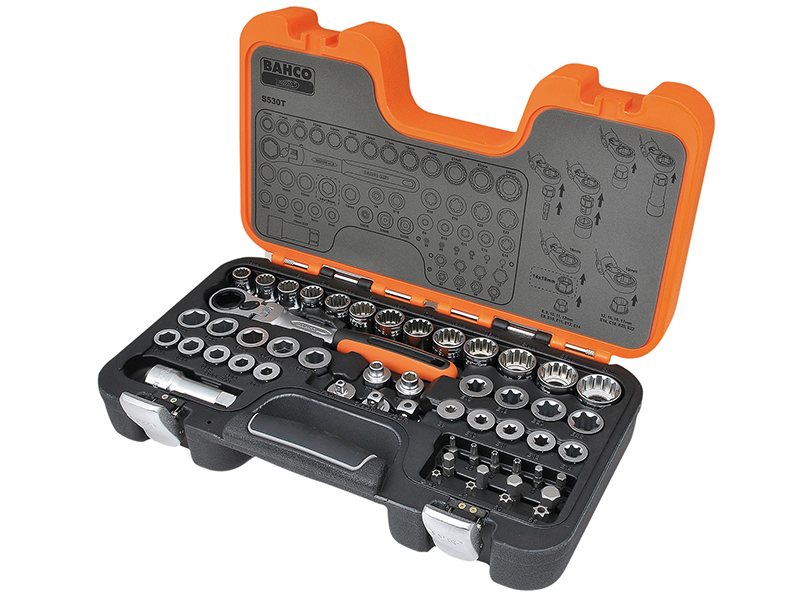 Bahco S530T 1/2in Drive Pass-Through Socket Set, 53 Piece BAHS530T