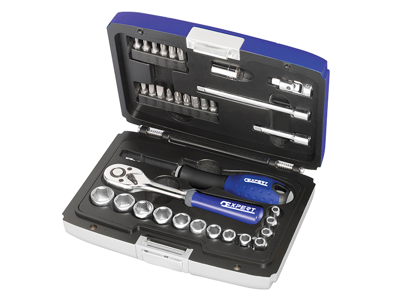 Expert 1/4in Drive Socket &amp; Accessory Set, 34 Piece BRIE194672B