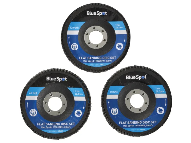 Blue Spot Sanding Flap Disc Set 3 Piece 115mm (4.1/2in) - 19642