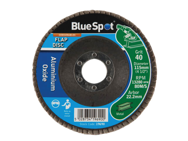 Blue Spot Sanding Flap Disc 115mm (4.1/2in) 40 Grit - 19690