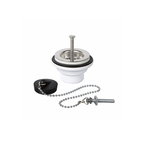 McAlpine 1.1/4in Centre Pin Basin Waste Black Plug CP Chain and Stay