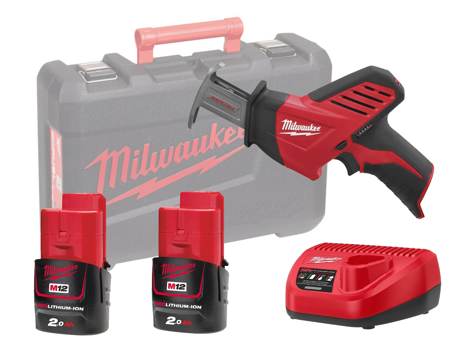 Milwaukee C12HZ-202B 12v Brushed Hackzall Mini Recip Saw - 2.0ah Pack