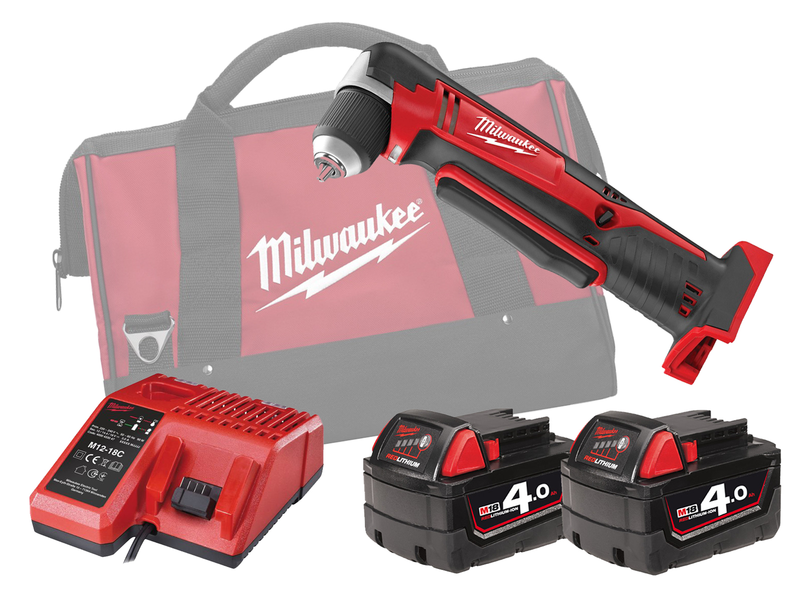 Milwaukee 18V Compact Right Angle Drill - C18RAD - 4.0Ah Pack