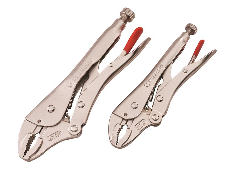 Crescent Curved Jaw Locking Pliers with Wire Cutter Set, 2 Piece CRECLP2SET