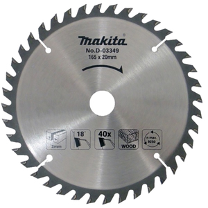 Makita Circular Saw Blade - TCT Wood - 165mm x 20mm x 40Th - D-03349