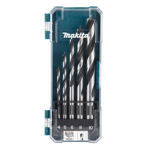 Makita Drill Bit 5 Piece Brad Point Wood Set 4 5 6 8 10mm Bits