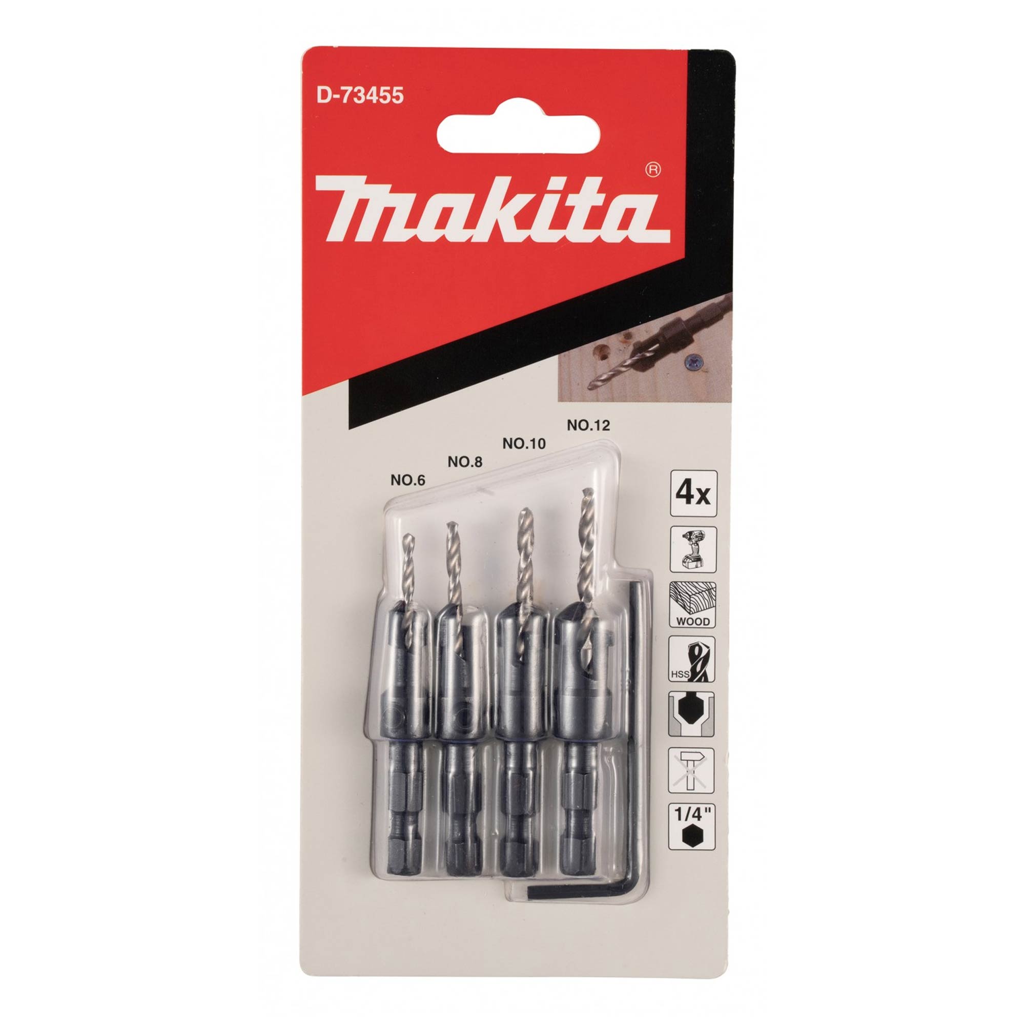 Makita 4 Piece Counter-Sink Bit Set - D-73455 / P-51954