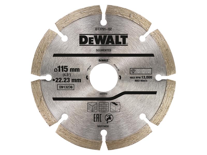 DeWALT Power Tools DT3701 Segmented Diamond Cutting Disc 115 x 22.23mm DEWDT3701QZ