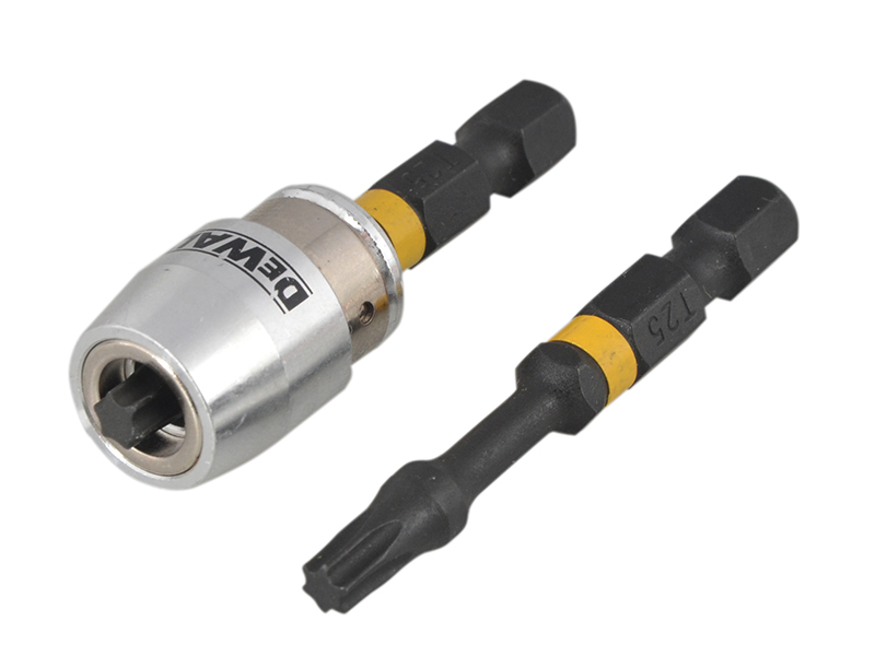 DeWALT Power Tools Impact Torsion Bits TX25 x  50mm (x2) and Magnetic Screwlock Sleeve DEWDT70538T