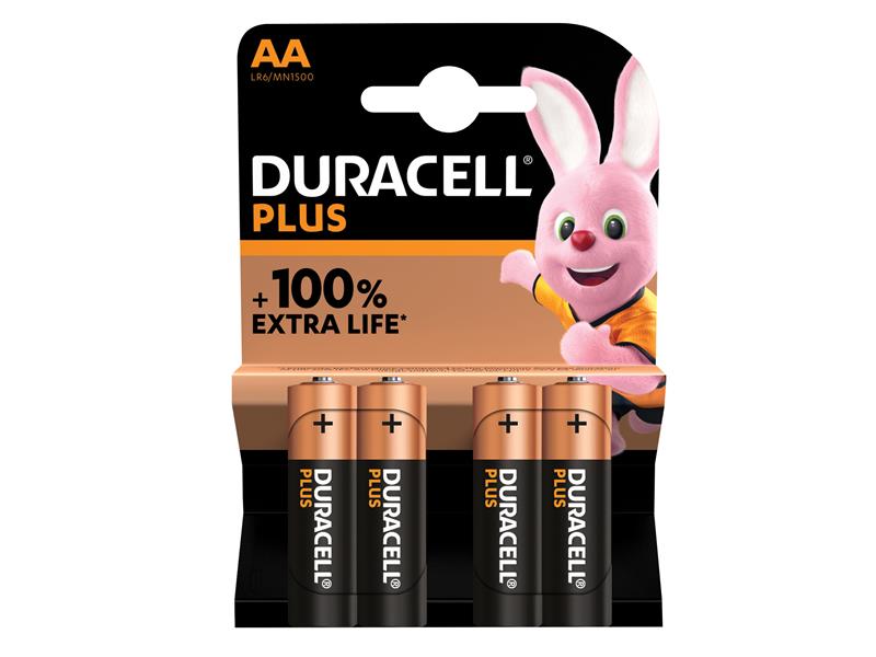 Duracell AA Cell Plus Power +150% Batteries (Pack 4) DURAA100PP4