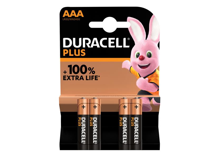 Duracell AAA Cell Plus Power +100% Batteries (Pack 4) DURAAA100PP4