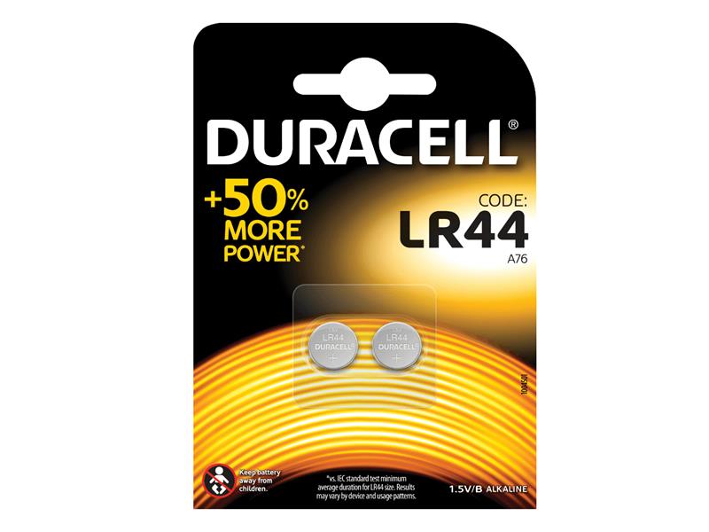 Duracell LR44 A76 Button Battery (Pack 2) DURLR44