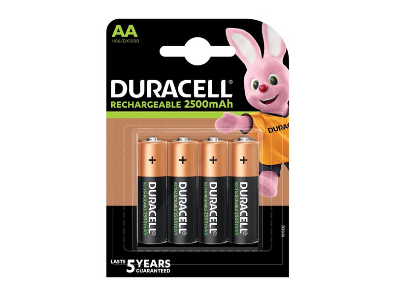 Duracell AA Cell 2500Mah Rechargeable Batteries (Pack 4) DURS7661