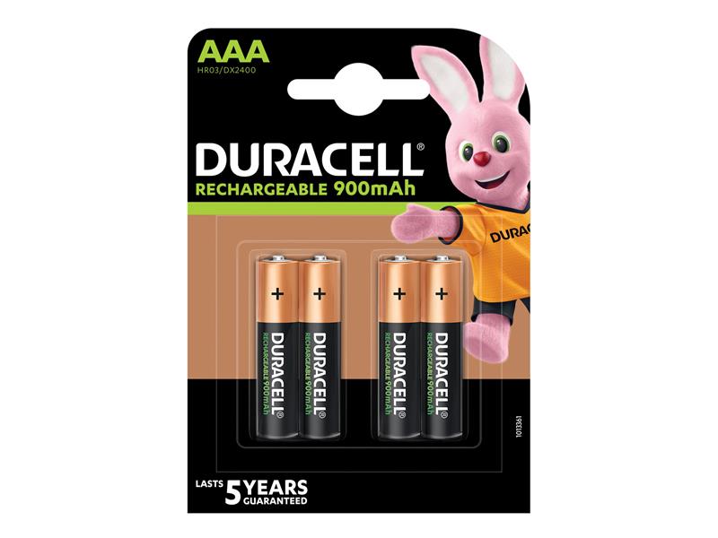 Duracell AAA Cell 900Mah Rechargeable Batteries (Pack 4) DURS7662