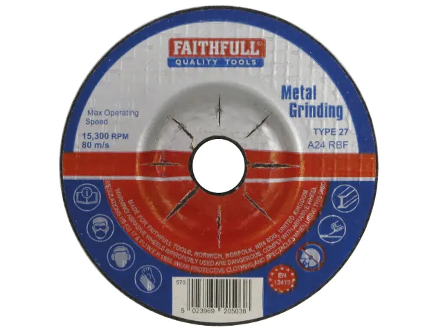 Faithfull Metal Grinding Disc Depressed Centre 100mm x 5mm x 16mm