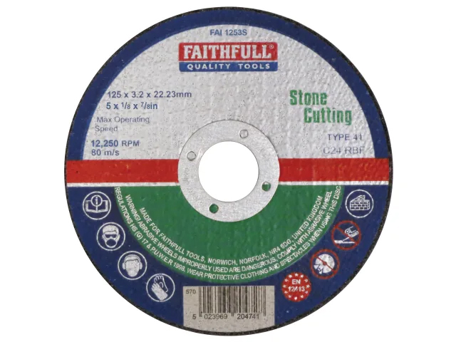 Faithfull Stone Cut Off Disc 125mm x 3.2mm x 22.23mm